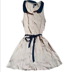 Twee beige and black peterpan collar dress